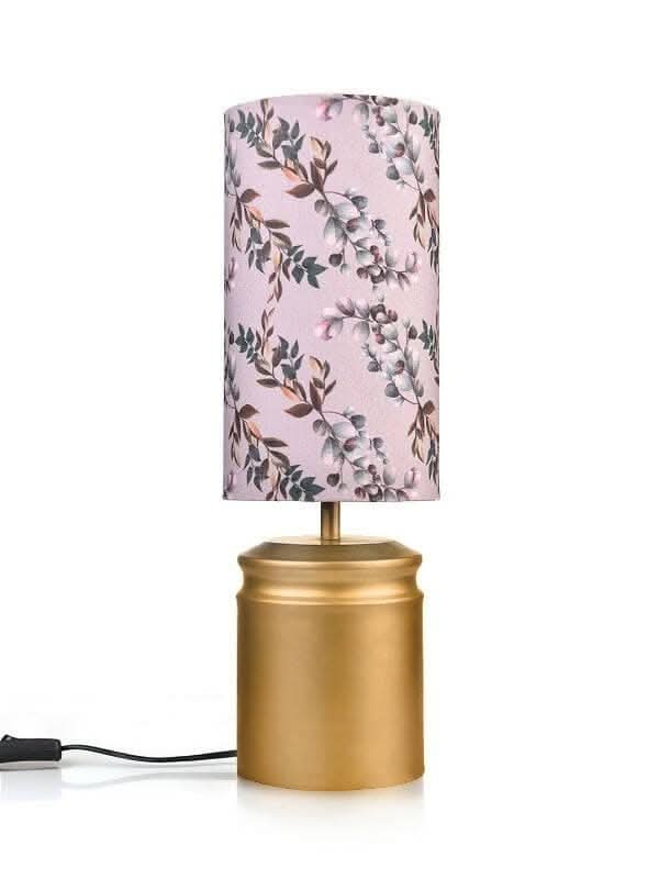 Metal Golden Table Lamp With Creeper Print Shade - HalfPe