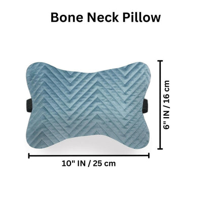 Car Cushion Pillows for Neck, Back and Seat Rest, Pack of 4, Quilted Blue Velvet Material, 2 PCs of Bone Neck Rest Size: 6x10 Inches, 2 Pcs of Car Cushion Size: 12x12 Inches by Lushomes - HalfPe