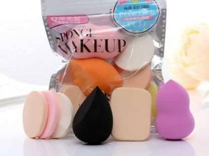 Bingeable 10Pcs Natural Cosmetic Kits Makeup Set Brushes+ Family Makeup Sponges 5 Pcs Puff (Pack of 10) - HalfPe