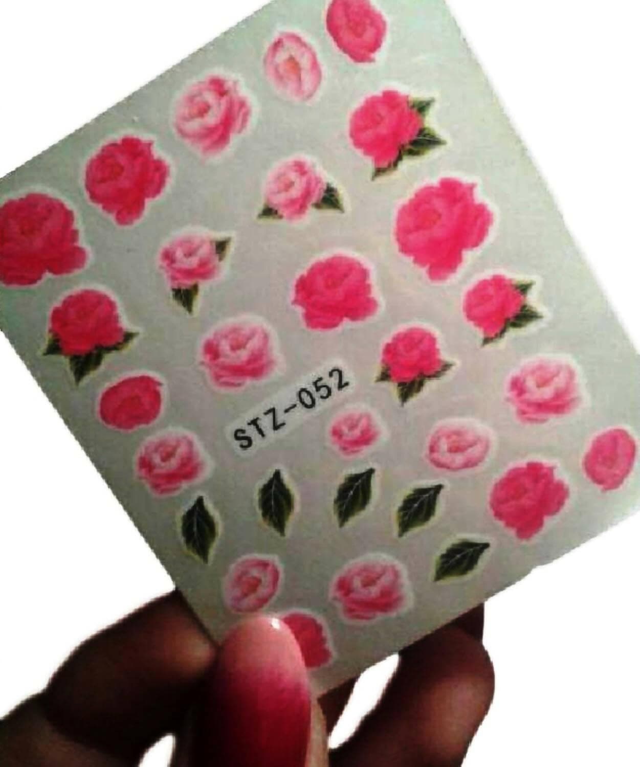 SENECIO Rose Pink Floral Nail Art Manicure Decals Water Transfer Stickers 2 Sheets - HalfPe