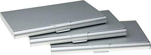 Silver Stainless Steel Card Holder (Pack of 3) - HalfPe