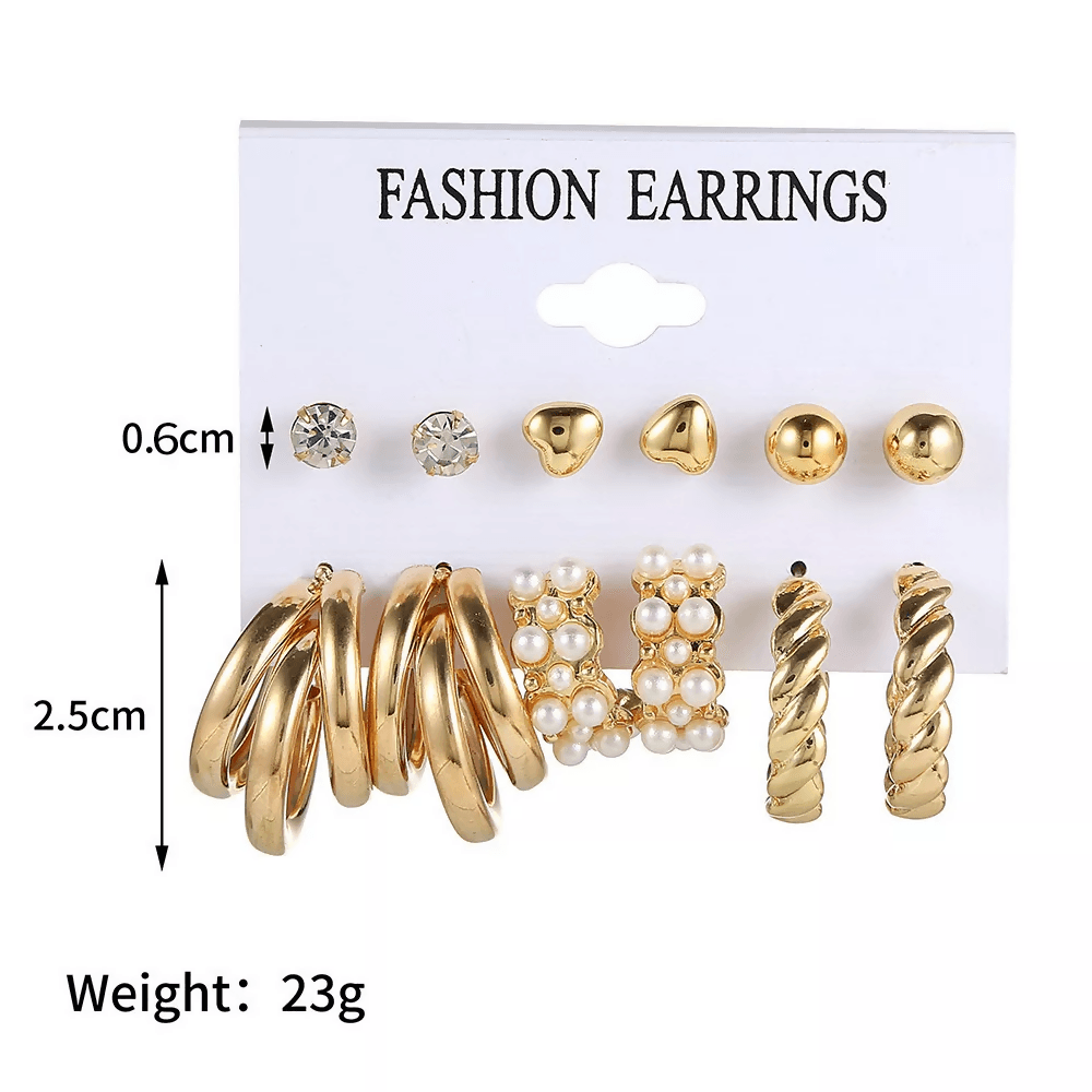 Pinapes Metal Earrings for Women and Girls (Set of 6) - HalfPe