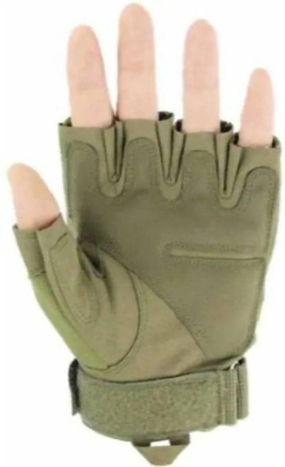 Fingerless Half Gloves Riding Gloves Gym & Fitness Gloves (Beige)  - HalfPe