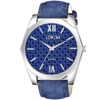 LOREM Blue 3d embossed Dial Analog Watch For Men LR86 - HalfPe