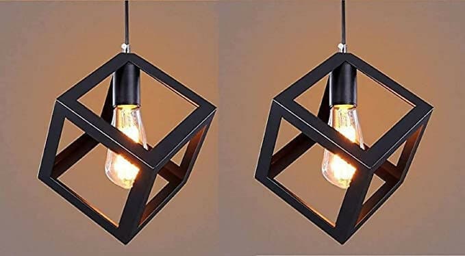 M.K Lights & Co. AC 110V 60-Watts Metal Cube Ceiling Light (Color Black, Pack of 2) - HalfPe