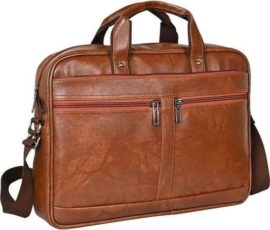 classic Leather Bag for men (Brown) - HalfPe