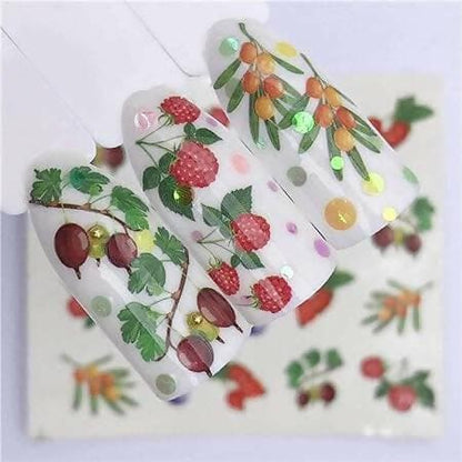 SENECIO Juicy Berries Fruits Nail Art Manicure Decals Water Transfer Stickers 1 Sheet Size :6.2 * 5.2cm - HalfPe