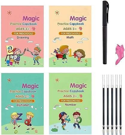 Magic Practice Copybook, (4 BOOK 1 pen 5 refill) - HalfPe