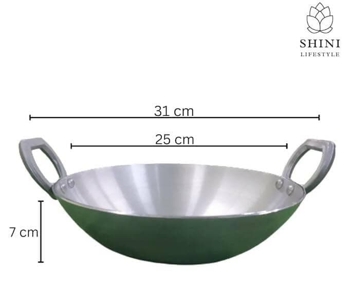 SHINI LIFESTYLE Aluminium Kadhai Kadai with Handle for Kitchen deep Frying pan (1L) - HalfPe