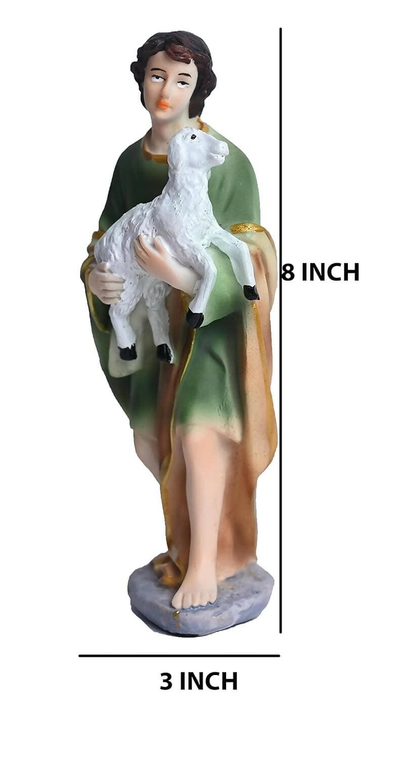 KariGhar Resin 7 Pcs Animals Set with The Shepherd for Christmas Nativity Scene, Crib Set Decoration,kudil Set, Various Other Decoration and Gifting, 8 Inch - HalfPe