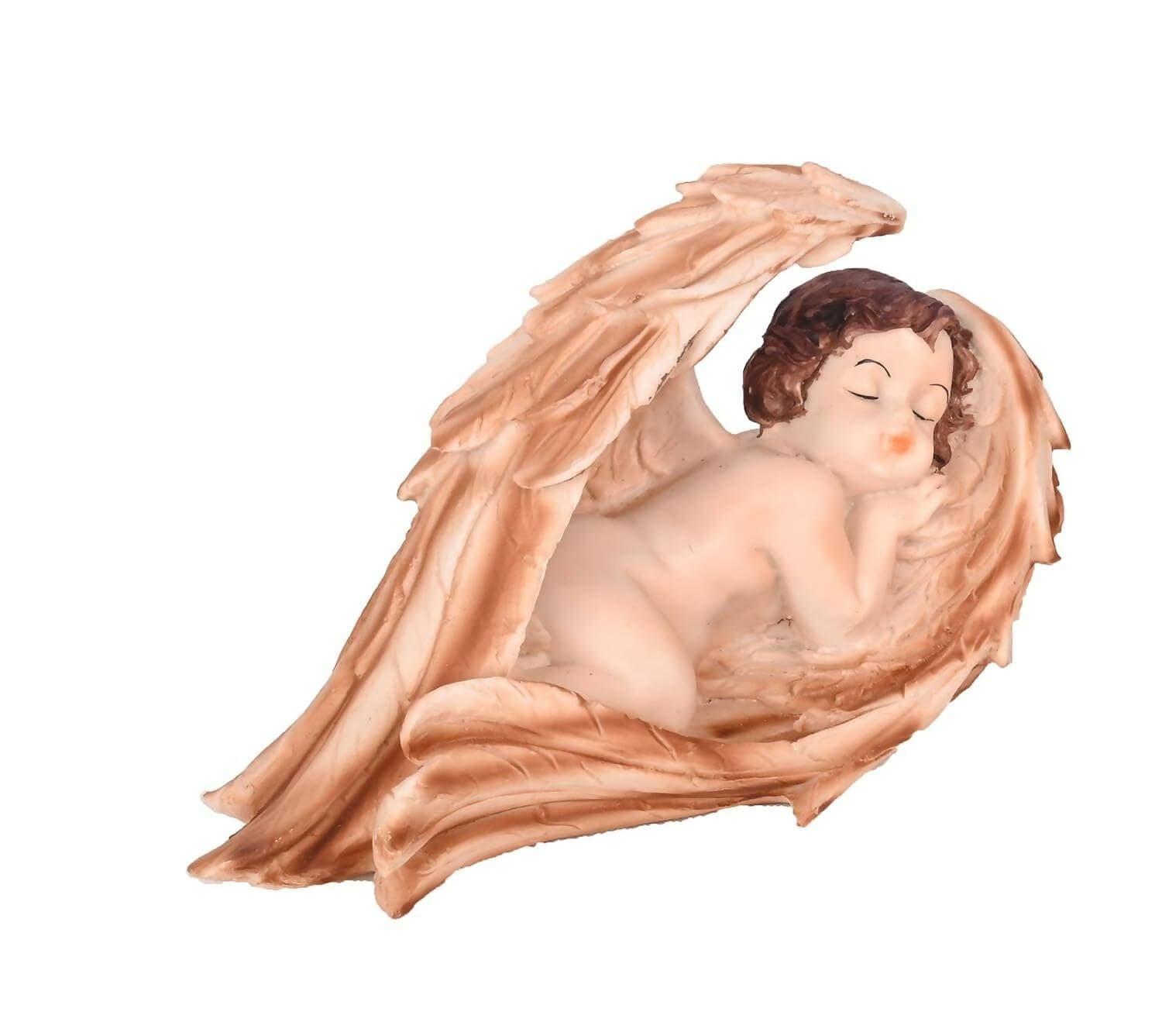 KariGhar Resin Brown Sleeping Angel Statue Catholic Idol for Home (Pack of 2) - HalfPe