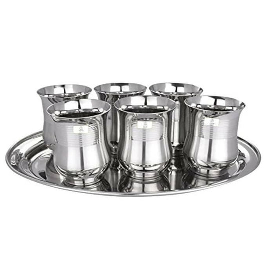 SHINI LIFESTYLE Stainless Steel Heavy Gauge Water Glass Set (350 ml, pack of 6) - HalfPe