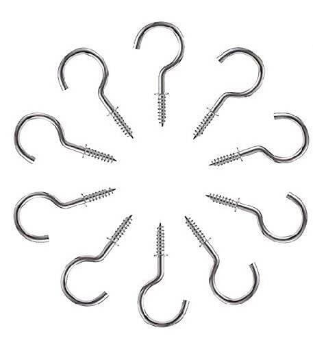 SENECIO Multipurpose SS Cup Hook Holder, Wall Ceiling Hooks(Pack of 10) - HalfPe