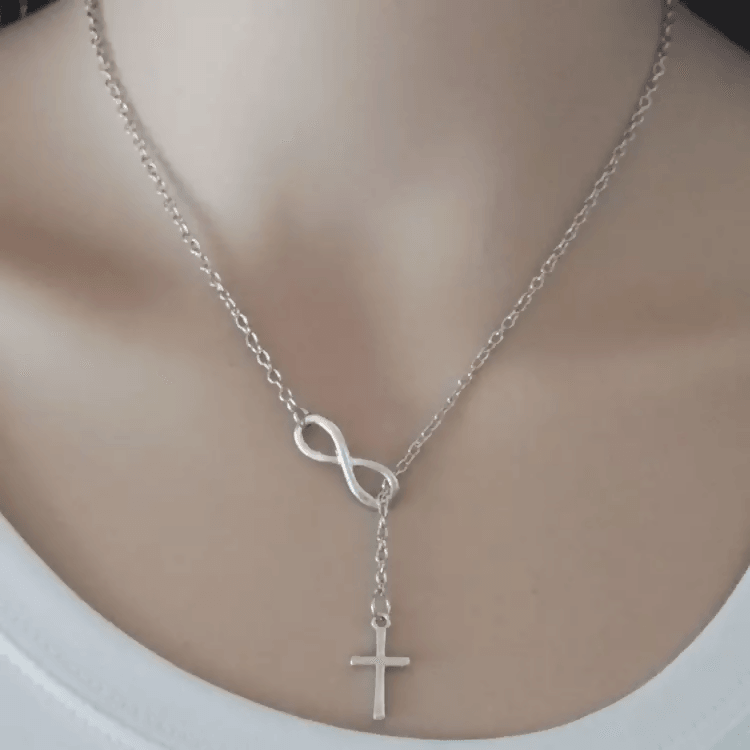 Pinapes silver color alloy cross necklace pendant infinity for girls and Women - HalfPe