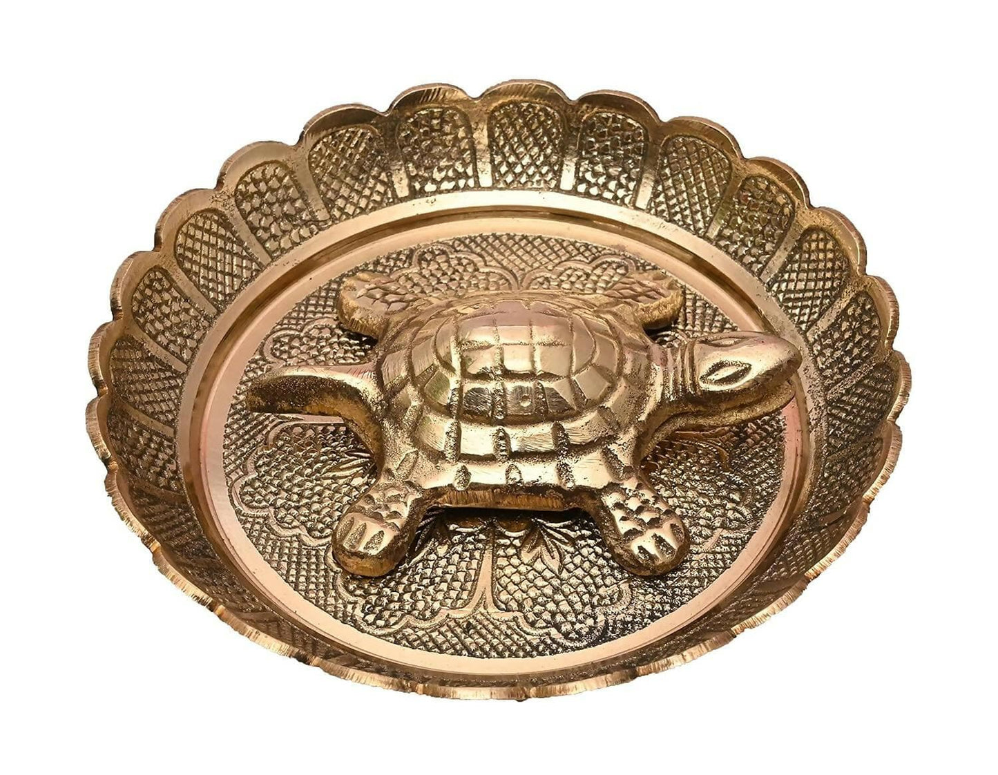 KariGhar Brass Plate & Kuber Kachua for Vastu (Diameter = 12 Cm) - HalfPe