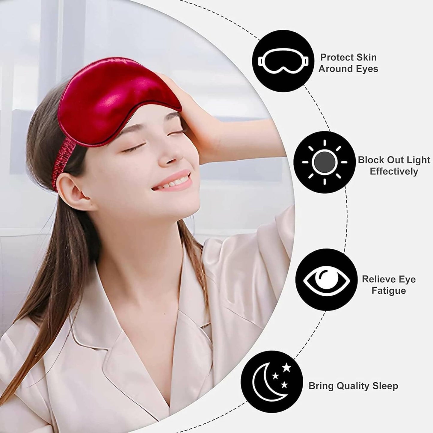 Sleep Eye Mask for Men & Women in Silk Satin, 100% Blockout Eye Mask for Sleeping with Elastic Strap for Full Night's Sleep (Pack of 3) - HalfPe