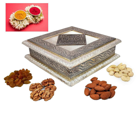 MANTOUSS Pongal/Makar Sankranti Oxidised Dry Fruit Hamper/Pack/Combo-Cashew,Almond,Walnut and Raisin (100gms Each) 400gms + Haldi Kumkum - HalfPe