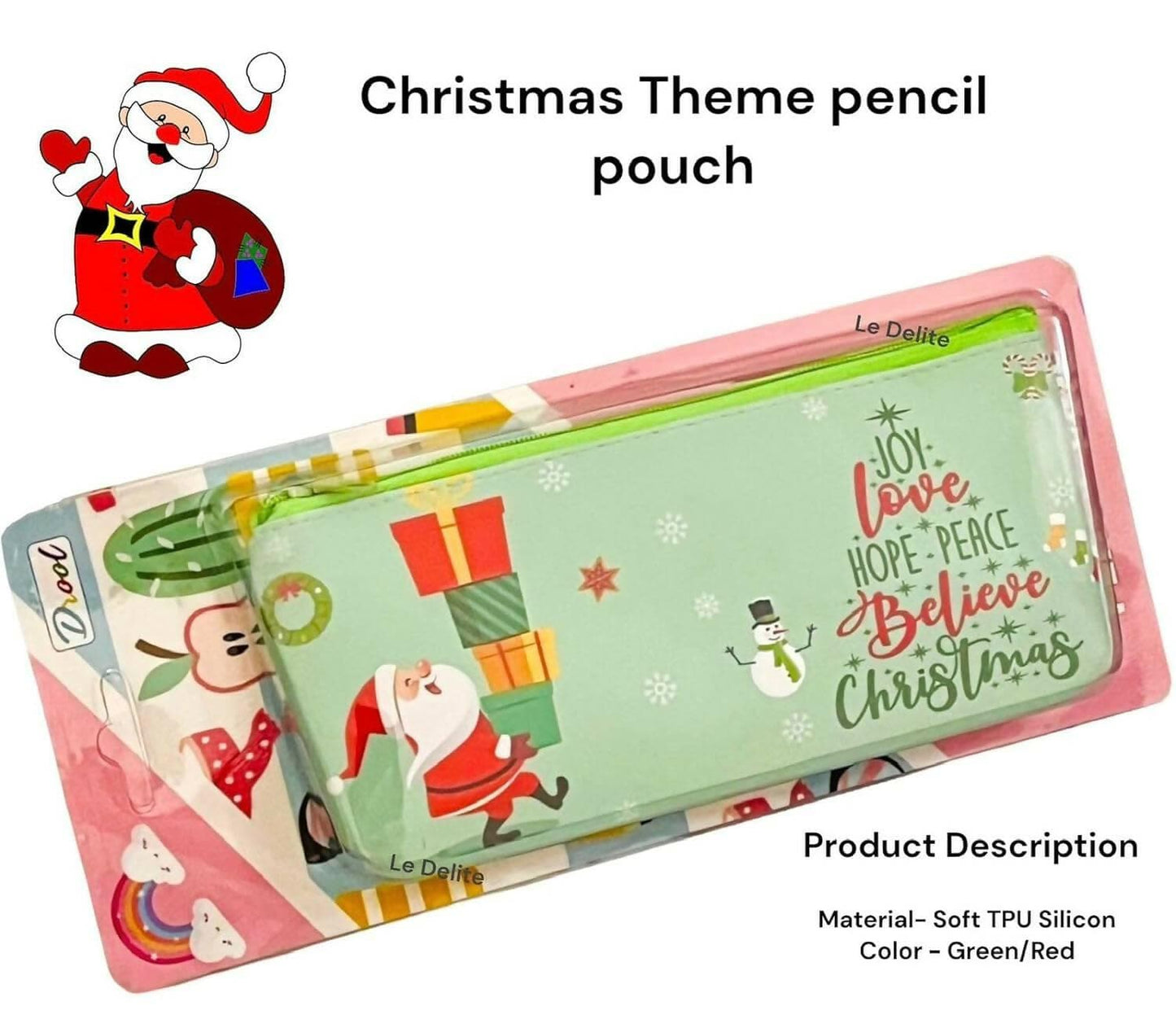 Le Delite Christmas Return Gifts -Xmas Pencil Pouch case (Multipurpose Pouch) - HalfPe