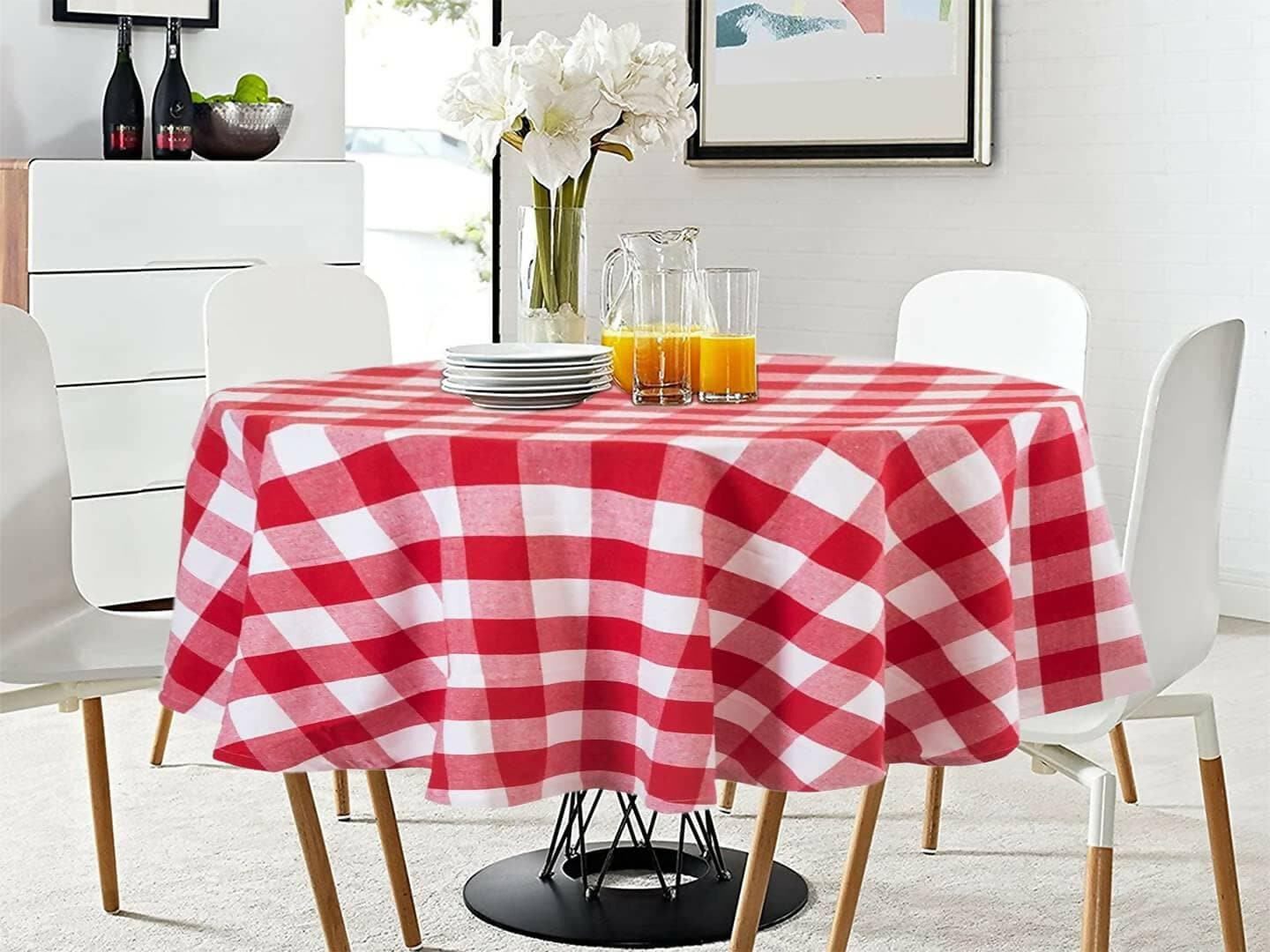 Lushomes Cotton Table Cloth, Round Table Cover (Size 40 Inch Round, 2 Seater Round/Oval Dining Table Cloth) - HalfPe