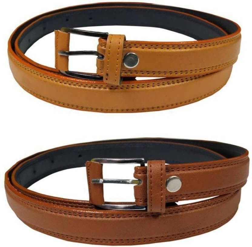 Men & Women Casual Tan, Brown Synthetic Belt - HalfPe