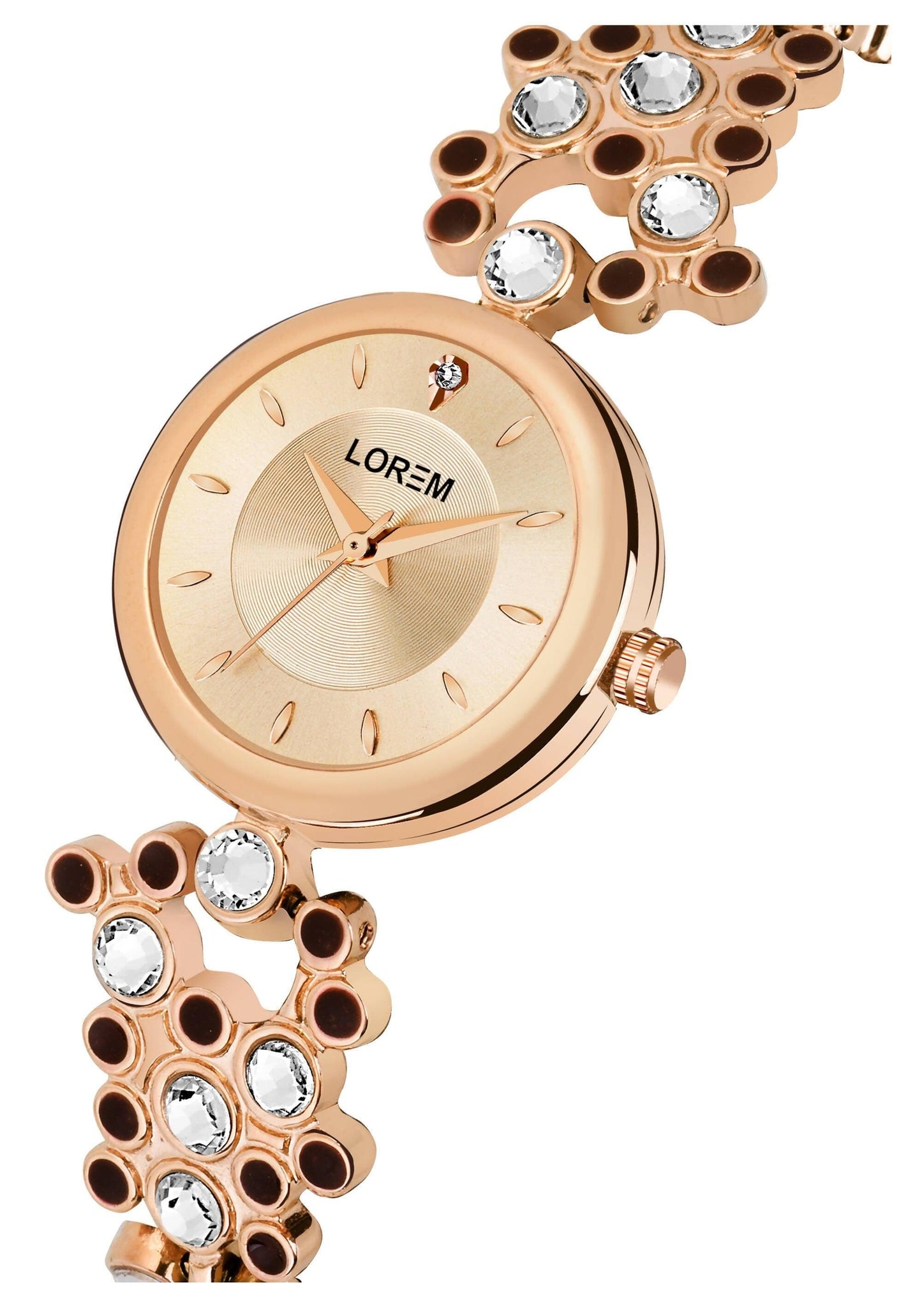 LOREM Rose Gold Brass Designer Analog Watch For Women LR256 - HalfPe