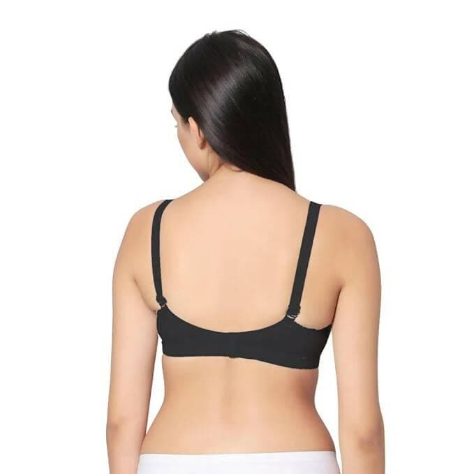 Non Padded Center Lace Bra (Black) - HalfPe