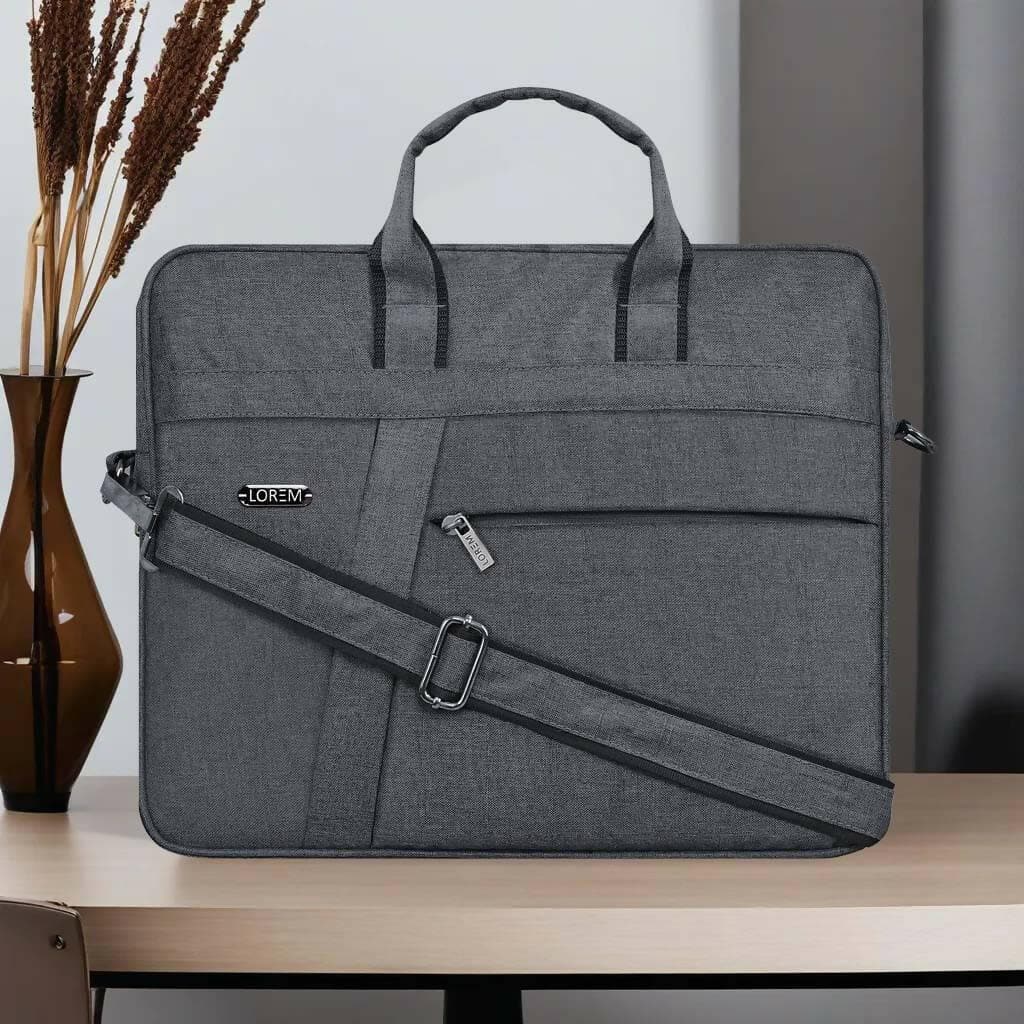 LOREM Grey Linen 10L Laptop Messenger Bag for Men & Women - HalfPe