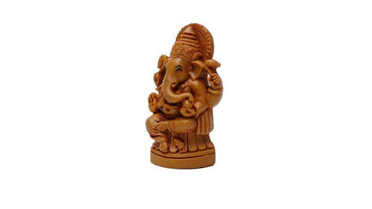 KariGhar Ganesh Idol for Home Puja Room (Brown, 1.5X2.25X3.5 inches) - HalfPe