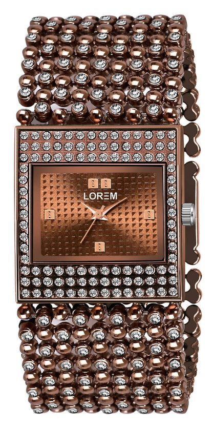 LOREM Brown Square Braclet Analog Watch For Women LR289 - HalfPe