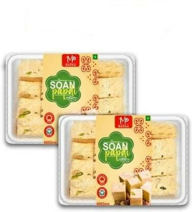 MAPAA Bikaneri Delicious Crispy & Flaky Soan Papdi | Bikaneri Sweets | 800 Gm Combo Box (2 x 400 g) - HalfPe