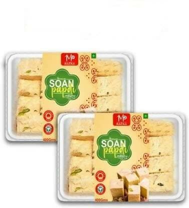 MAPAA Bikaneri Delicious Crispy & Flaky Soan Papdi | Bikaneri Sweets | 400 Gm Combo Box (2 x 200 g) - HalfPe