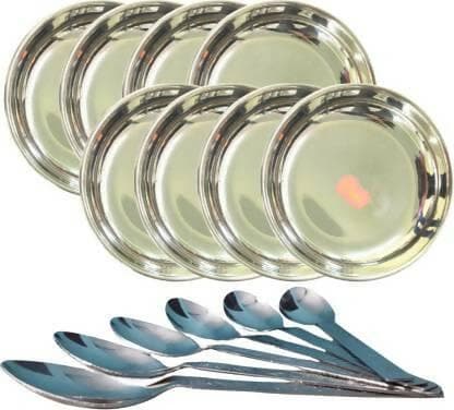 SHINI LIFESTYLE Stainless Steel Halwa Plate Dish/Small Halwa Plates (Pack of 16) - HalfPe