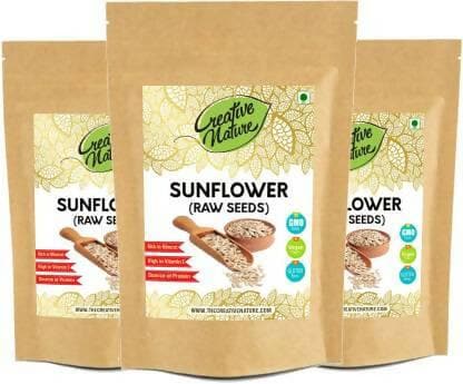 Creative Nature 3 Combo Pack of Sunflower Seeds Source of Protein, Vitamin E, Phosphorus, Magnesium, Iron, Calcium, Potassium (100 Gram Each Pack) - HalfPe