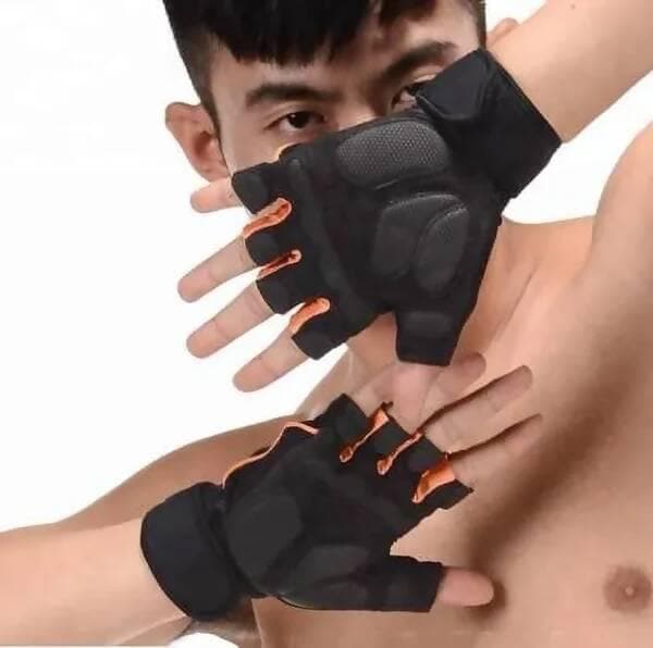 Weight Lifting Wrist Support Gym & Fitness Gloves Gym & Fitness Gloves (Black, Orange) - HalfPe