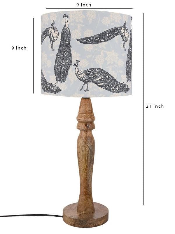 Wooden Peacock Print Lamp - HalfPe