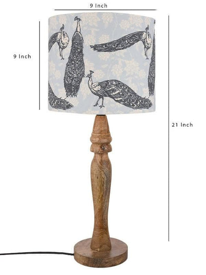 Wooden Peacock Print Lamp - HalfPe