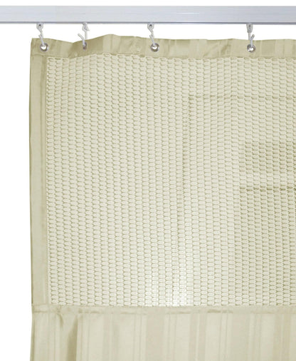 Hospital Partition Curtains, Clinic Curtains Size 10 FT W x 7 ft H, Channel Curtains with Net Fabric, 100% polyester 20 Rustfree Metal Eyelets 20 Plastic Hook, Cream, Stripes Design (10x7 FT) - HalfPe