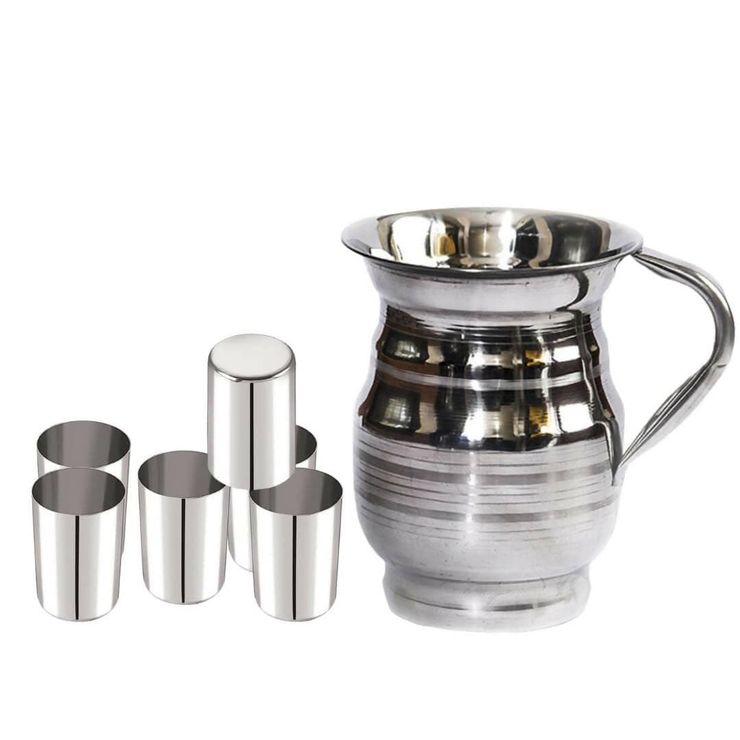 SHINI LIFESTYLE Stainless Steel Jug and Glass Combo (Set of 7) - HalfPe