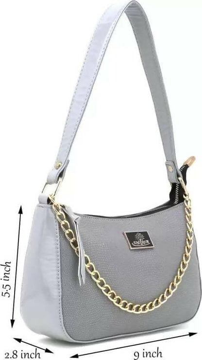 SAGIRON Women Girls Quilted Sling Bag with Gold Chain (Grey) - HalfPe