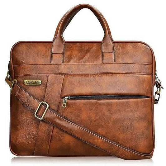 LOREM Tan Color Faux Leather 10L Messenger Bag For Men & Women - HalfPe