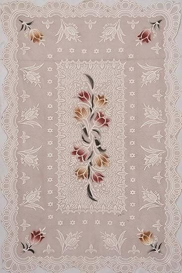 Table Cover Cream Flower Design - HalfPe