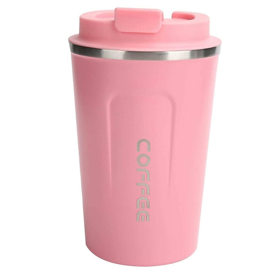 Travel Mug Coffee Cup with Lid Stainless Steel Double Wall Water Bottle (500ML, Pink) - HalfPe