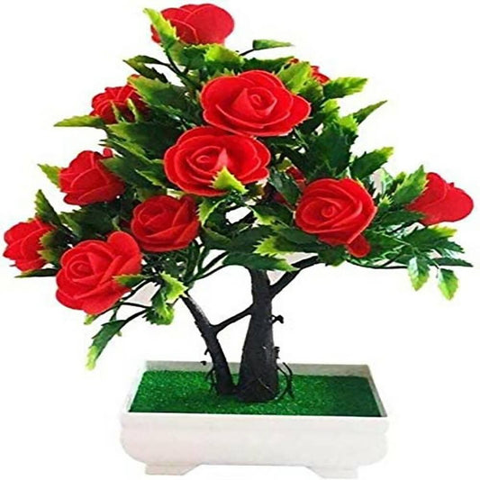 GM Artificial Potted Plant Fake Rose Flower Bonsai - HalfPe