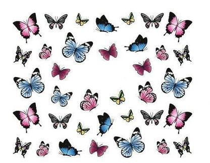 SENECIO Lovely Butterfly Nail Art Manicure Decals Water Transfer Stickers 1 Sheet (multi color) - HalfPe