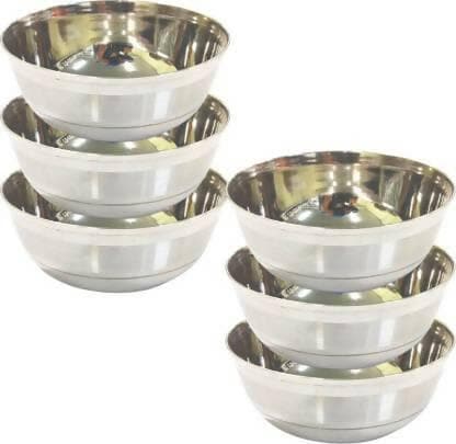 SHINI LIFESTYLE Stainless Steel Sauce Bowl Steel Bowl/Vati/Katori Set with Classic Inside Outside Laser Work Design 11 cm (Pack of 6, Steel) - HalfPe