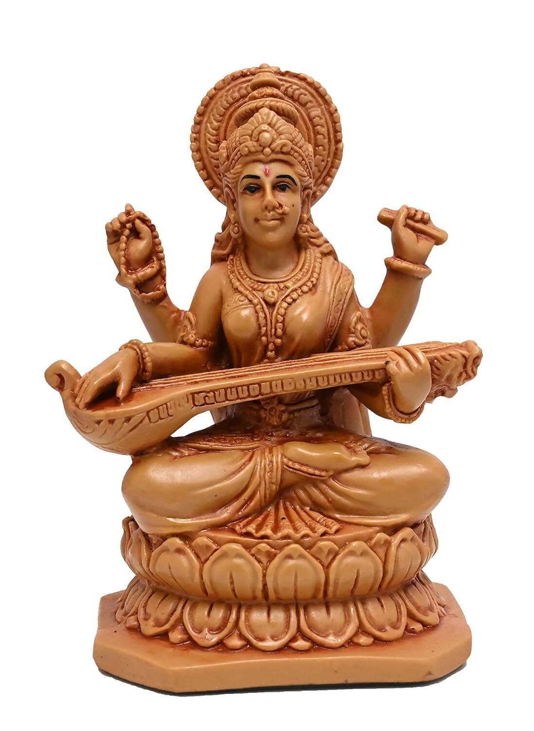 KariGhar Polyresin Saraswati Mata Idol Perfect For Home | Drawing Room | Puja Ghar | Decoration & Gifting - HalfPe