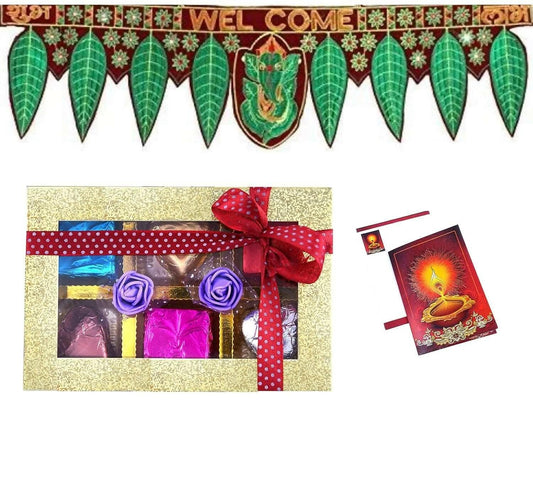 MANTOUSS Diwali Gift Hamper/Chocolate Gift Pack-Handmade choocolate Box+Beautiful Ganesha Toran+Diwali Card - HalfPe