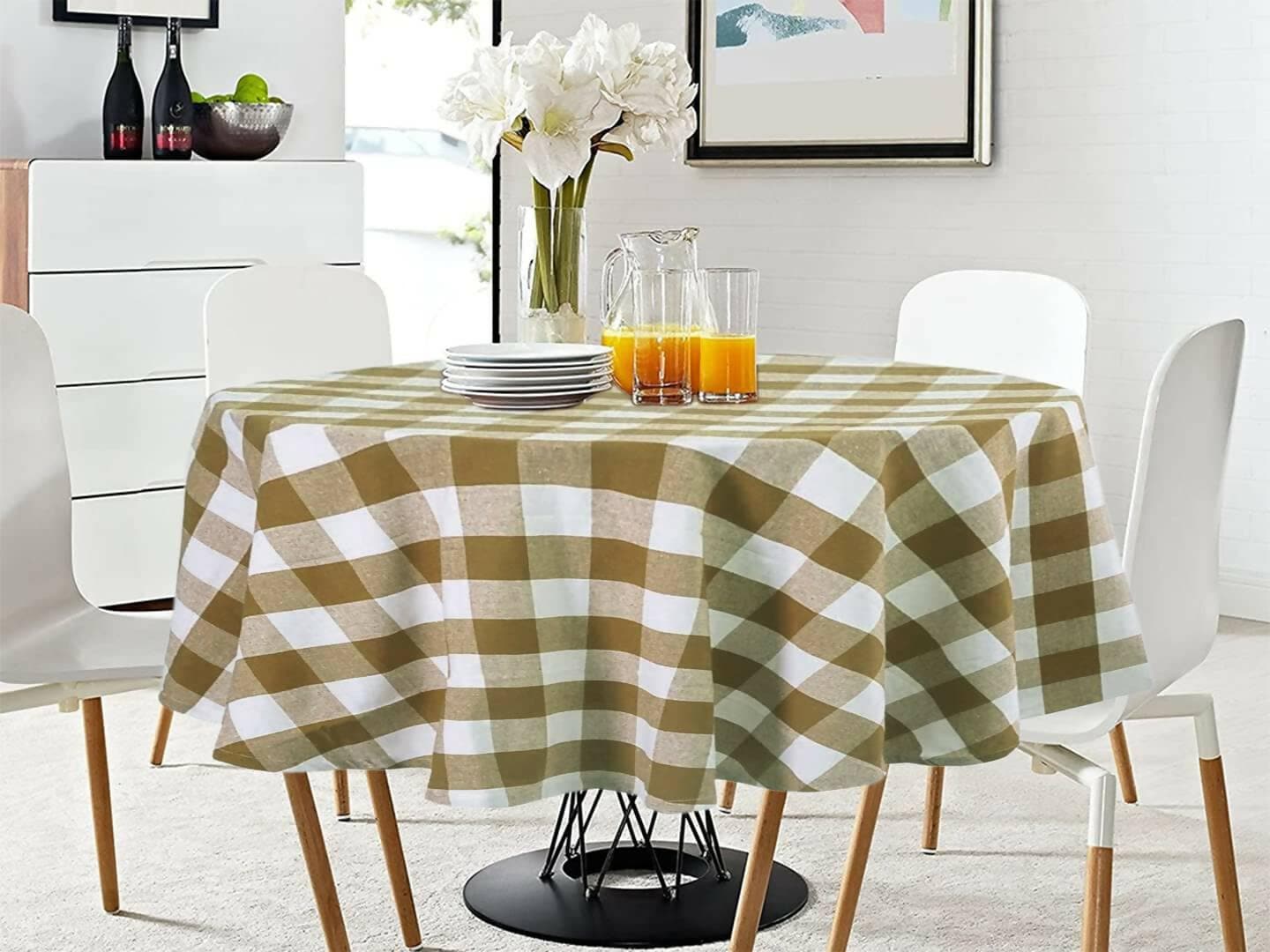 Lushomes Cotton Table Cloth, Round Table Cover (Size 40 Inch Round, 2 Seater Round/Oval Dining Table Cloth) - HalfPe