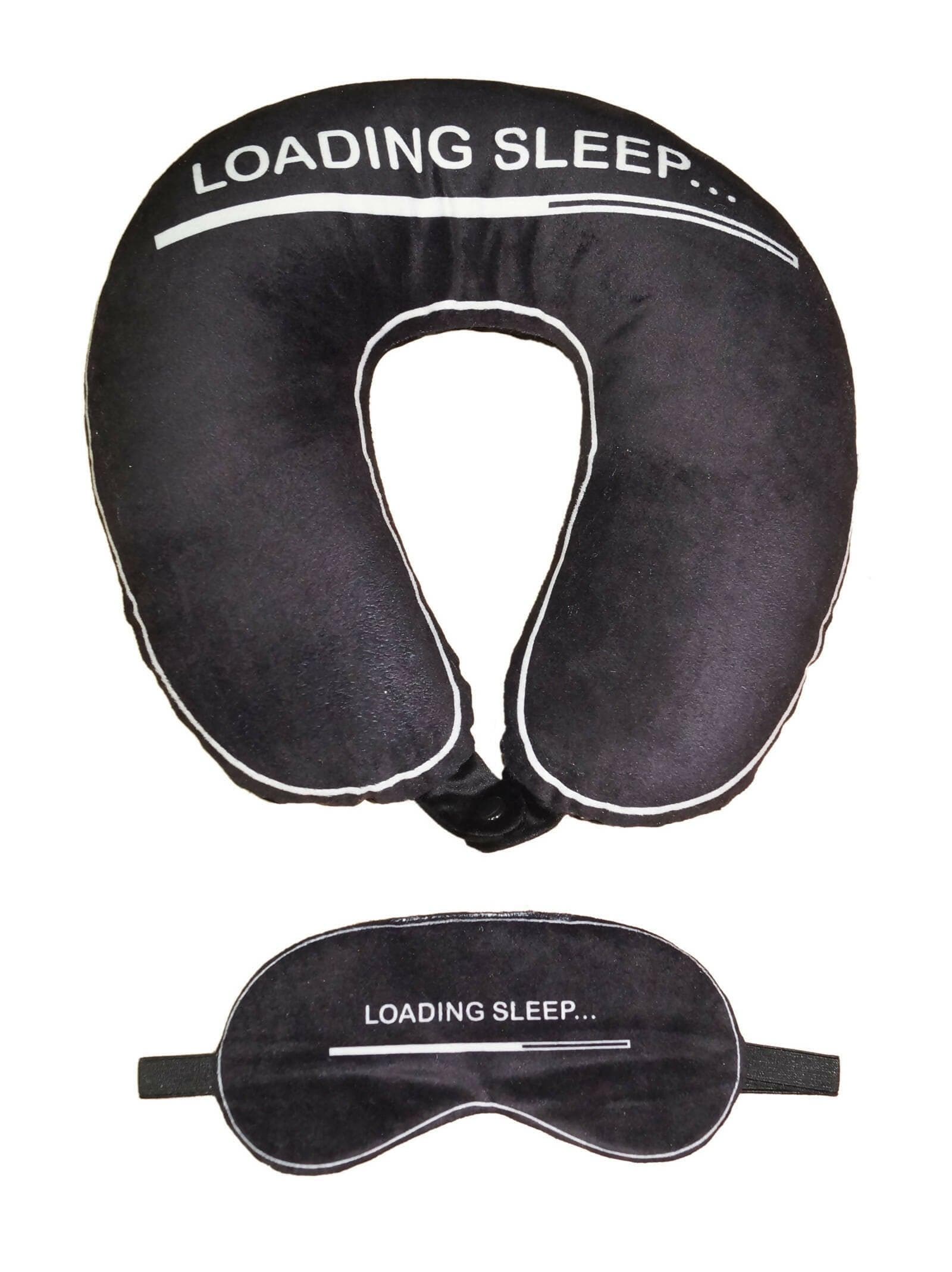 Lushomes neck pillows and eye masks, Black & White Smooth Velvet Neck Travel Pillow and Eye mask (Cervical Pillow, Pack 2, 12 x 12 inches) (Black and White) - HalfPe