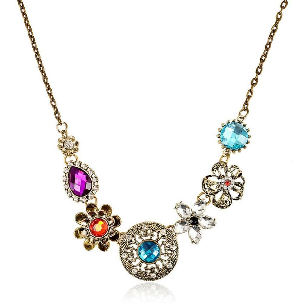 Senecio European Style Multicolor Floral Collection Colorful Choker Necklace - HalfPe